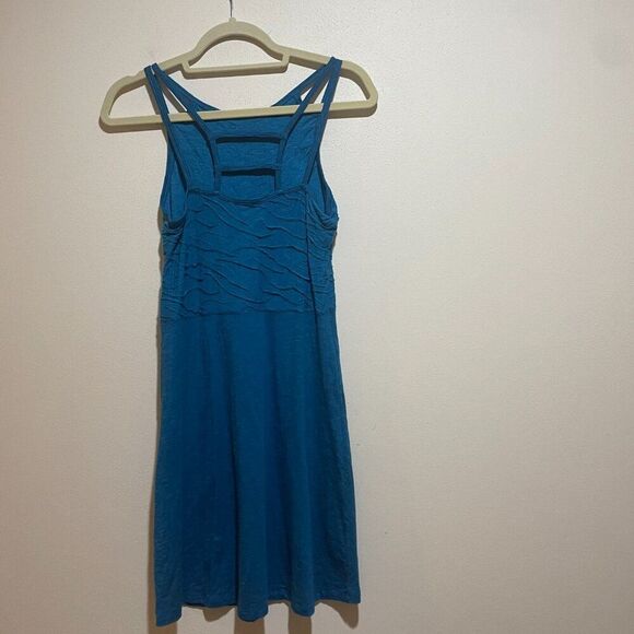 Toad&Co Size S Sambasol Dress Blue Textured Organic Cotton Strappy Sleeveless - Picture 7 of 11